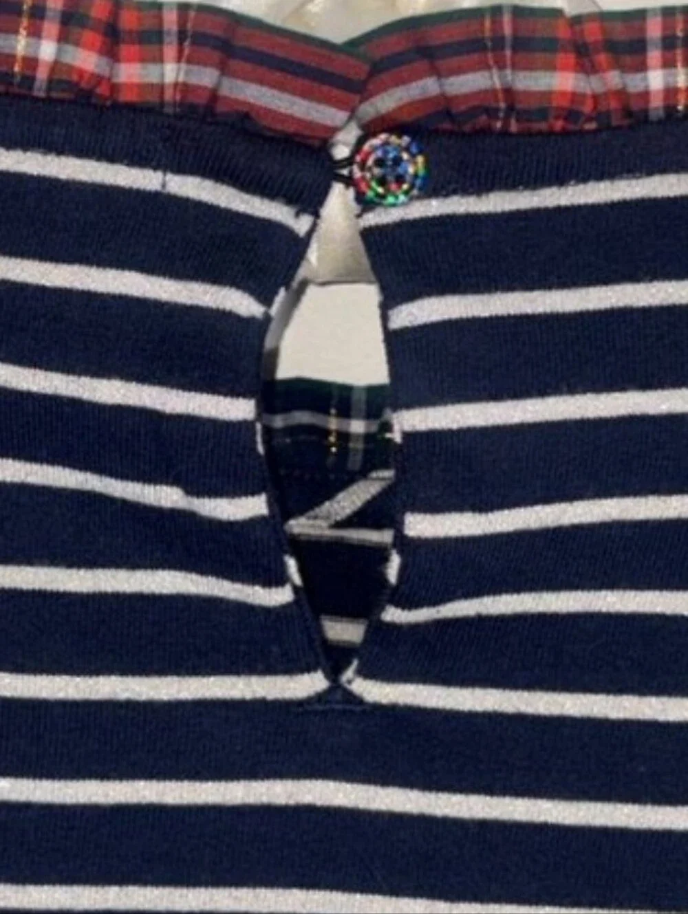 Girls Navy Striped & Plaid Long-Sleeve Dress Sz Xxs Nwt